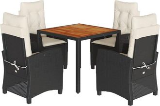 vidaXL Set De Muebles Jard&iacute;n 5 Pzas Con Cojines Rat&aacute;n Sint&eacute;tico Negro Vidaxl