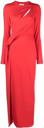 Alexander McQueen cut out-detail long-sleeved gown - women - Polyamide/Polyamide/Viscose/Elastane/Elastane - 40 - Red