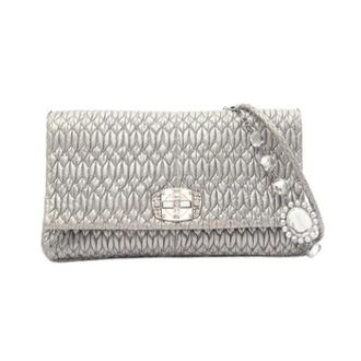 Miu Miu Pre-owned Matelasse Schoudertas - Dames - Pre-owned - Grijs - Maat: ONE Size Leer