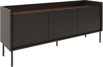Selsey Selsey Tovi - Mueble De Tv De 3 Puertas, 140 Cm, Negro / Efecto Nogal
