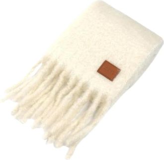 Loewe Pre-owned Scarves, female, White, Size: ONE SIZE Pre-owned Nylon Scarf