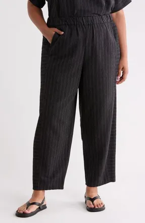 Eileen Fisher Pinstripe Lantern Ankle Pants in Black/white at Nordstrom, Size 2X