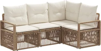 vidaXL Conjunto De Sof&aacute;s De Jard&iacute;n 4 Uds. Beige Rat&aacute;n Sint&eacute;tico Vidaxl
