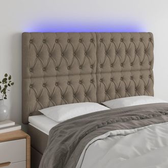 vidaXL Cabecero Con Luces Led Tela Gris Taupe 144x7x118/128 Cm Vidaxl
