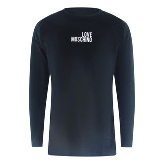 Moschino Mens Love Logo Long Sleeve Black T-shirt Cotton - Size X-Large