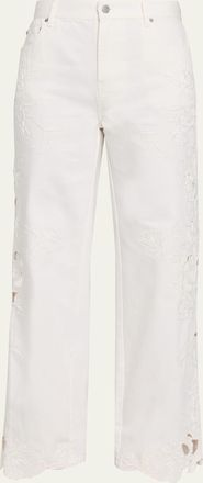 SIMKHAI Porter Floral Embroidered Jeans
