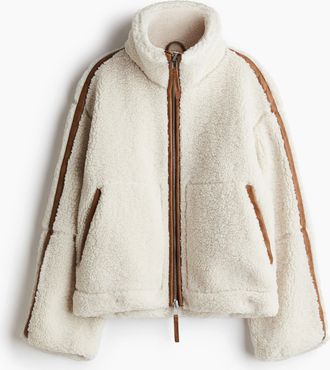 H&M Jacke aus Teddyfleece - White