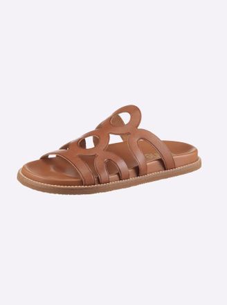 Heine Pantolette HEINE, Damen, Gr. 36, cognac, Glattleder, Rindsleder, Schuhe Pantolette