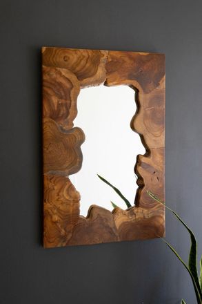 Kalalou Live-Edge Teak Wood Framed Mirror