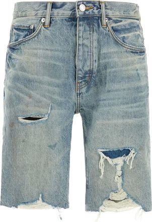 Purple Shorts denim con effetto vissuto - Blu