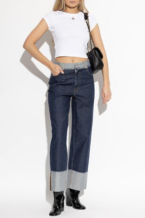 Vivienne Westwood Ribbed T-shirt With Logo, Womens, White