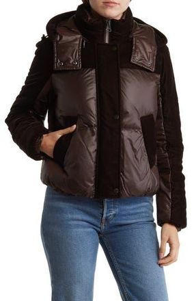 Andrew Marc Hooded Quilted Down Puffer Jacket in Chocolate at Nordstrom Rack, Size X-Large