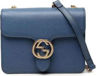Gucci Pre-owned Womens Small Dollar Calfskin Interlocking G Crossbody - Blue Leather - One Size