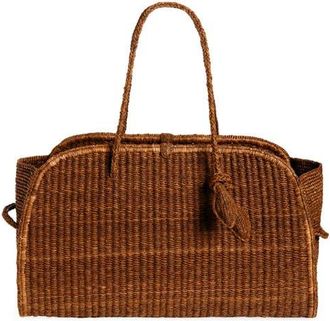 Jacquemus Le Grand Turismo Raffia Bowling Bag in Camel at Nordstrom
