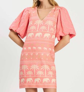 Tyler B&ouml;e Lexi Linen Tropical Mini Dress In Shell Pink