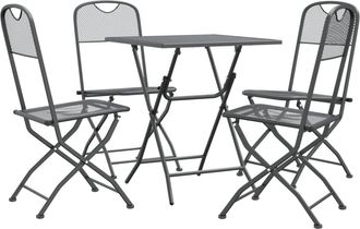 vidaXL Set De Comedor De Jard&iacute;n 5 Pzas Malla Metal Expandido Antracita Vidaxl