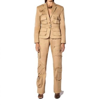 Rta Multi Pocket Cargo Pants In White Pepper