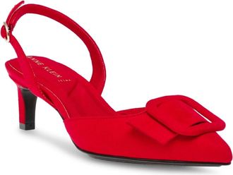 Anne Klein Iva Pump Womens Red Faux Leather Pointed Toe Slingback HTAT1797