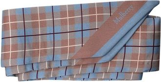 Mulberry Brown and Blue Check Printed Slim Twilly