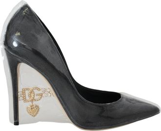 Dolce & Gabbana Prachtige Zwarte en Gouden Logo Hakken - Dames - Pumps - Zwart - 36 EU - Leer - Schoenen