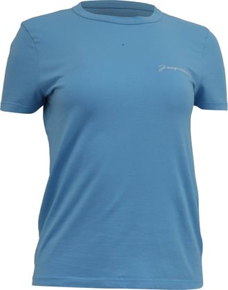 Jacquemus Le T-Shirt Brode Logo-Embroidered T-Shirt in Light Blue Cotton