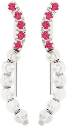 Officina Bernardi 18kt white gold Moon Eden ruby cuff earrings - women - Ruby/18kt White Gold - One Size - Silver