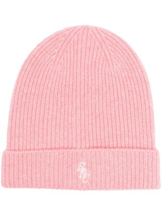 Sporty & Rich logo-embroidered cashmere beanie - Pink