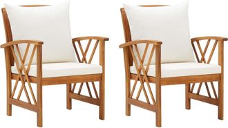 vidaXL Vidaxl - Sillas De Jard&iacute;n Con Cojines 2 Unidades Madera Maciza Acacia