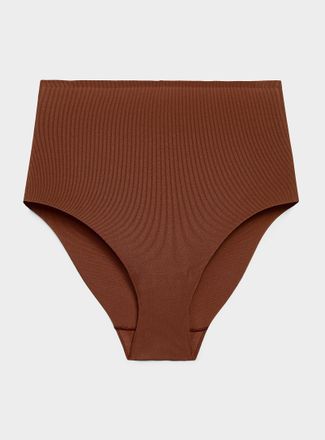 Miiyu Womens Mini-rib laser-cut high-waist classic brief Recycled nylon