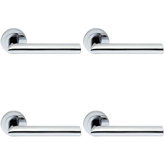 Loops 4x PAIR Straight Mitred Bar Handle on Round Rose Concealed Fix Polished Chrome