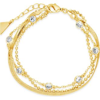 Sterling Forever Paisley CZ Layered Chain Bracelet in Gold at Nordstrom Rack