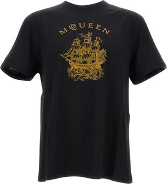 Alexander McQueen Tops, Heren, Zwart, S, Katoen, T-shirts