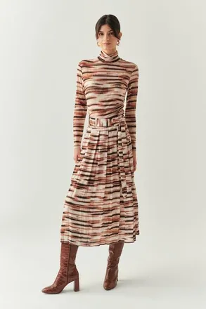 Exquise Elina Mesh Midi Skirt in Brown at Nordstrom, Size Xx-Large