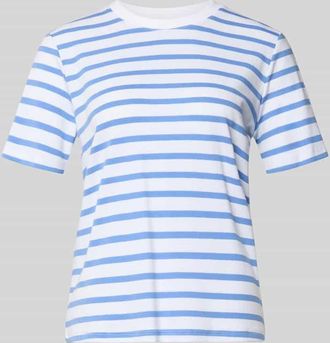 Comma T-Shirt im Allover-Look mit Rundhalsausschnitt in Royal, Gr&ouml;&szlig;e 34