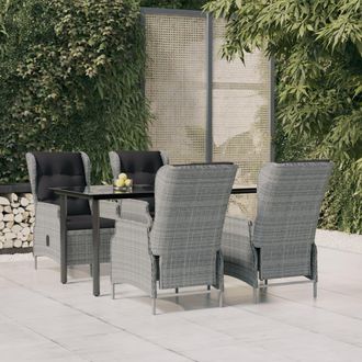 vidaXL Juego De Comedor De Jard&iacute;n 5 Piezas Rat&aacute;n Sint&eacute;tico Gris Claro Vidaxl