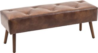 OEM Banco De Pie De Cama Banqueta De Dormitorio Con Patas De Madera Y Asiento Acolchado 114x38x42 Cm Marr&oacute;n