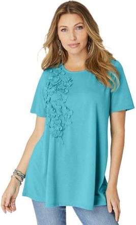 Roaman's 3 D Appliqued Swing Tee in Soft Turquoise at Nordstrom, Size 36