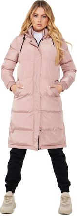 SS7 Womens Padded Long Puffer Coat with Side Splits Dusky Pink