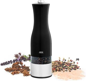 ADE Molino De Pimienta/sal El&eacute;ctrico - Ade - Utensilios De Cocina - Acero Inoxidable/pl&aacute;stico - H 22,5 Cm - Incluye 6 Pilas Aaa - Negro
