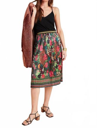 Farm Rio Bosque Pleated Midi Skirt In Multi