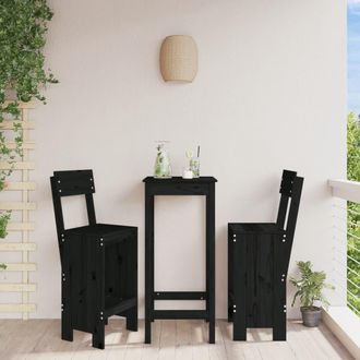 vidaXL Taburetes De Cocina 2 Uds Madera De Pino Negro 40x48,5x115,5 Cm Vidaxl