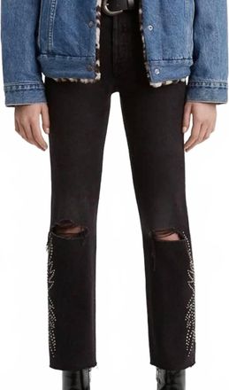 Levi's Womens 501 Original Cropped Studded Jeans In Black