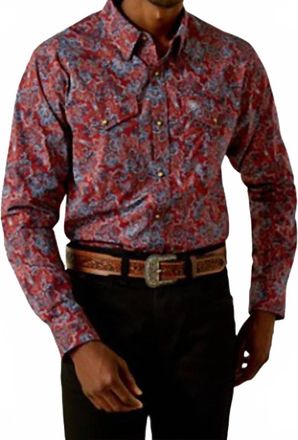 Ariat Tyrone Fitted Snap Paisley Shirt In Dark Red