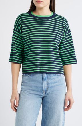 Wit & Wisdom Stripe Knit Top in Navy/Retro Green at Nordstrom, Size X-Small