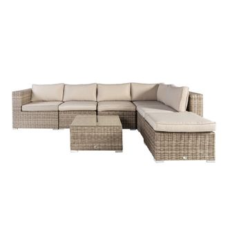 Kactus Republic Conjunto de jard&iacute;n modular 6 plazas de rat&aacute;n sint&eacute;tico natural