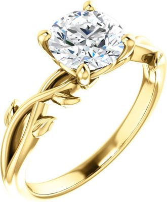 Pompeii3 1 1/4 ct Solitaire Moissanite Vine Engagement Ring 14k Yellow Gold