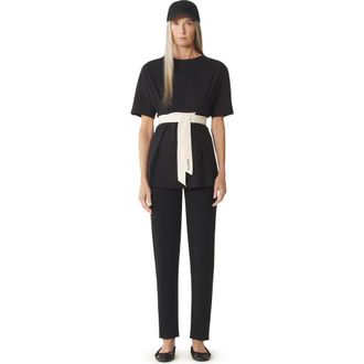 Lanvin Belted T-Shirt In Cotton And Silk in Black at Nordstrom, Size X-Large Eu