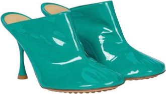 Bottega Veneta Teal Patent Leather Dot Mules Size 35.5