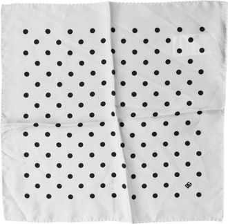 Dolce & Gabbana Mens White Polka Dot Square Handkerchief Scarf