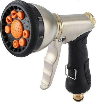2B Metal Garden Water Gun, High Pressure With 9 Adjustable Patterns For Plant Watering, Car Washing, Pet Bathing